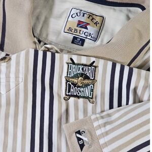 Cutter‎ & Buck polo Men's Medium"Brickyard Crossing" Logo embroidery Striped